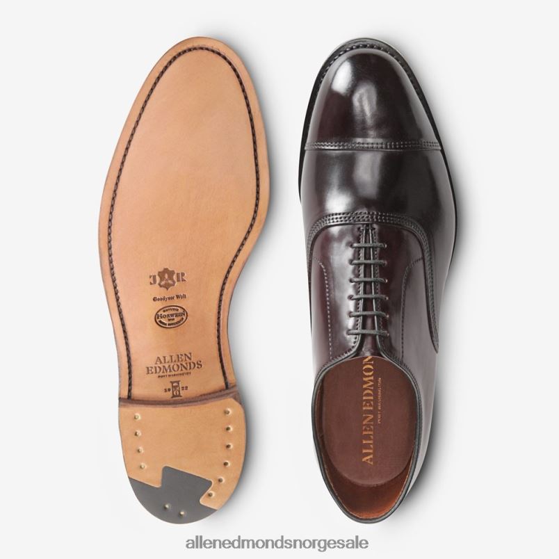 nei Allen Edmonds menn park avenue shell cordovan cap-toe oxford dress sko burgunder cordovan 64B6Z277