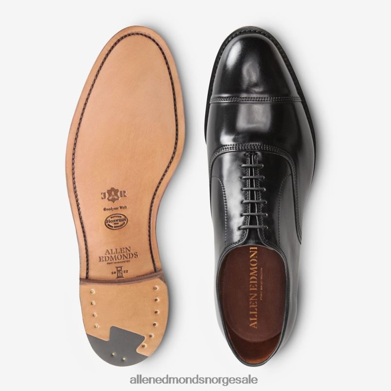 nei Allen Edmonds menn park avenue shell cordovan cap-toe oxford dress sko svart cordovan 64B6Z24