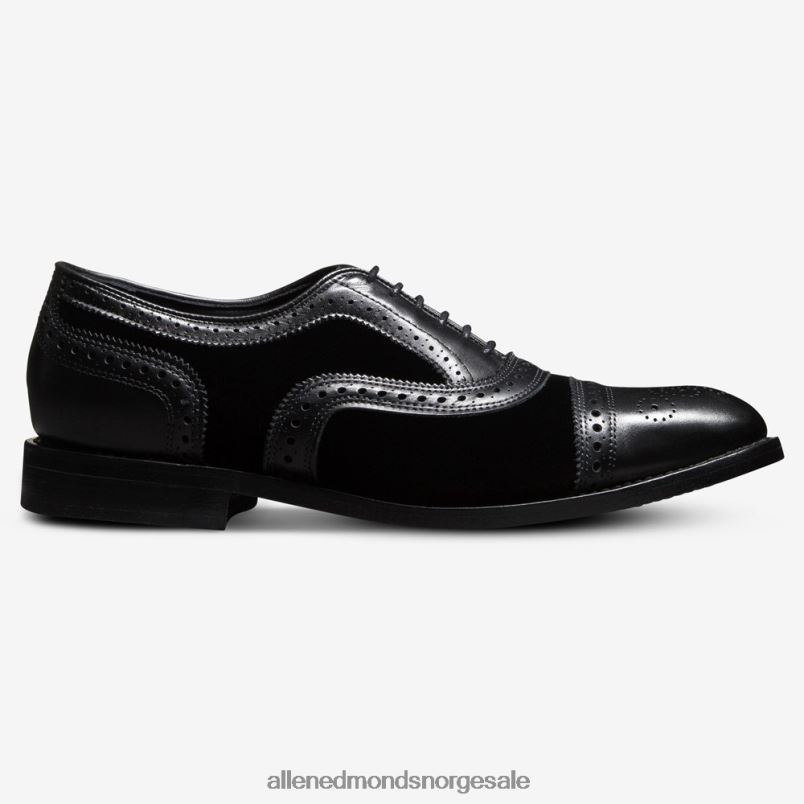 nei Allen Edmonds menn strand cap-toe oxford dress sko Svart velvet 64B6Z103