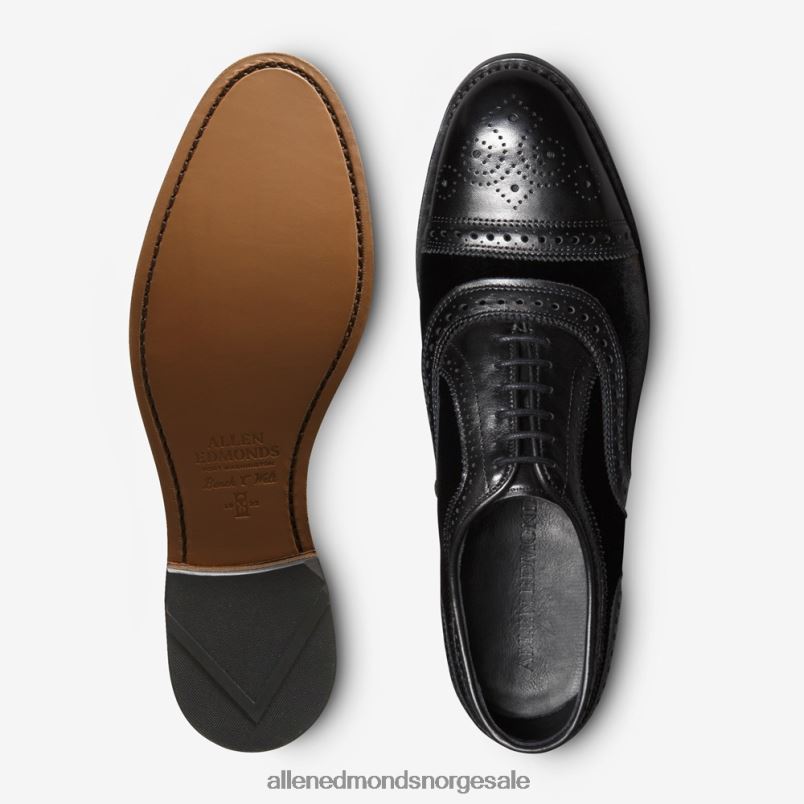 nei Allen Edmonds menn strand cap-toe oxford dress sko Svart velvet 64B6Z103