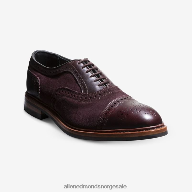 nei Allen Edmonds menn strandmok cap-toe oxford med dainite gummisåle burgunder semsket skinn 64B6Z249
