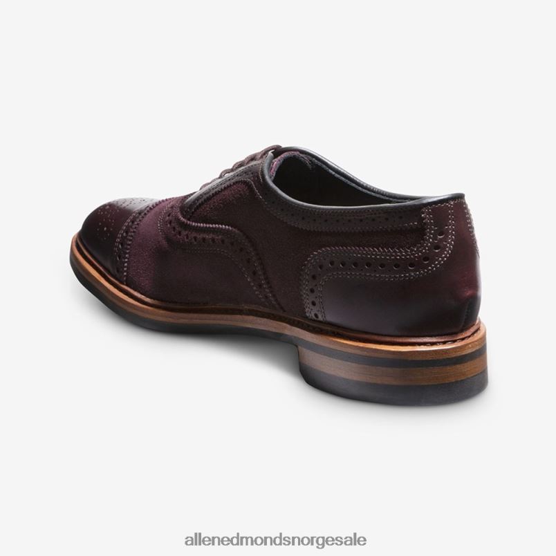 nei Allen Edmonds menn strandmok cap-toe oxford med dainite gummisåle burgunder semsket skinn 64B6Z249