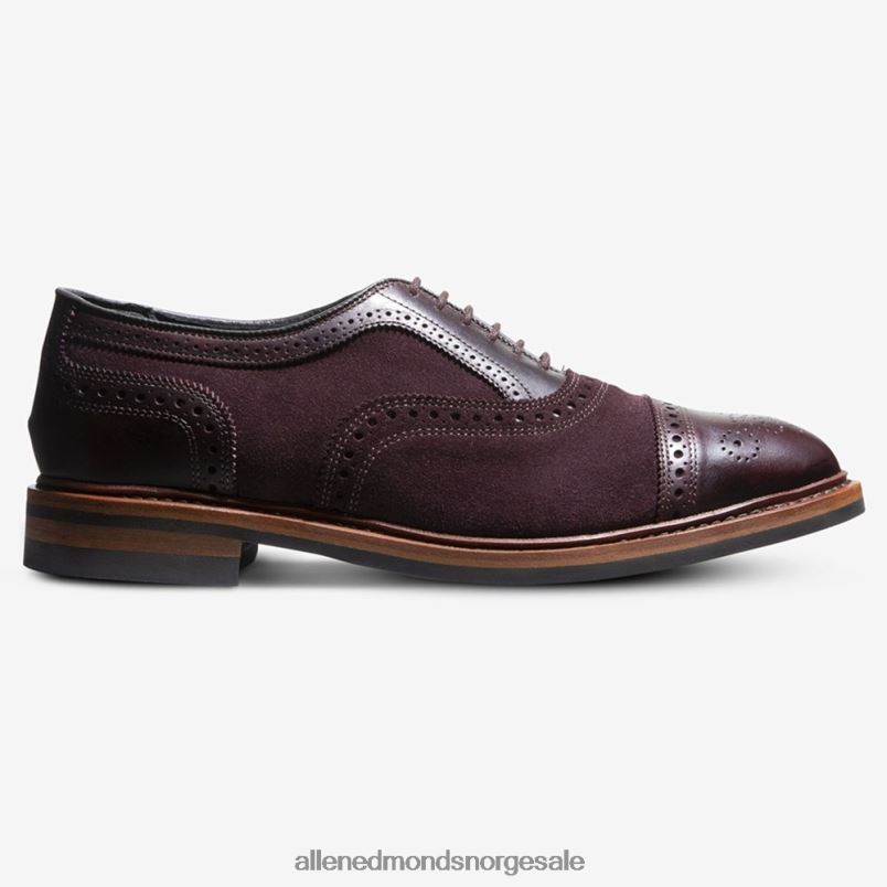 nei Allen Edmonds menn strandmok cap-toe oxford med dainite gummisåle burgunder semsket skinn 64B6Z249