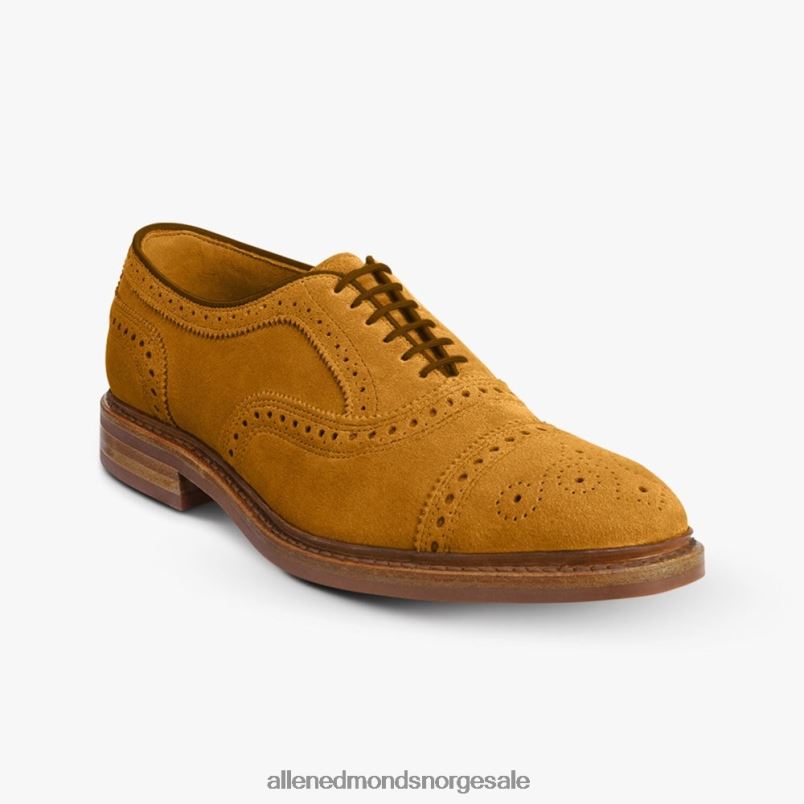 nei Allen Edmonds menn strandmok cap-toe oxford med dainite gummisåle gurkemeie semsket skinn 64B6Z247