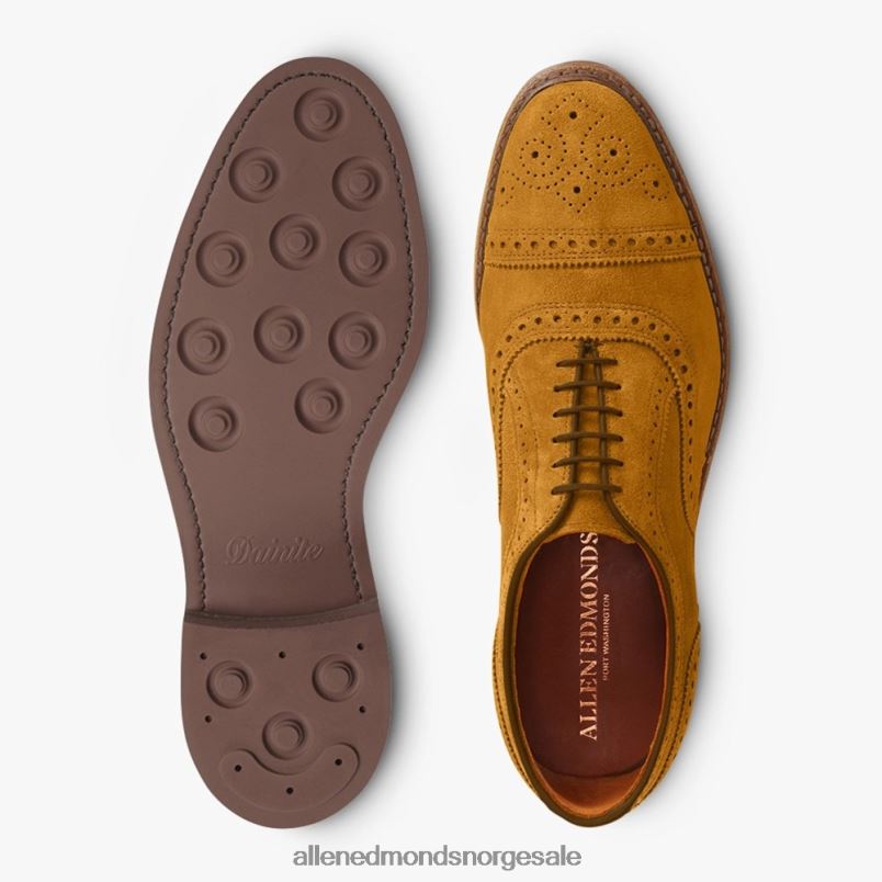 nei Allen Edmonds menn strandmok cap-toe oxford med dainite gummisåle gurkemeie semsket skinn 64B6Z247