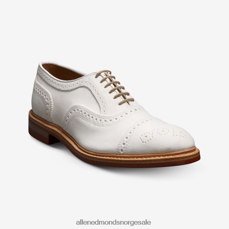 nei Allen Edmonds menn strandmok cap-toe oxford med dainite gummisåle hvit semsket skinn 64B6Z9