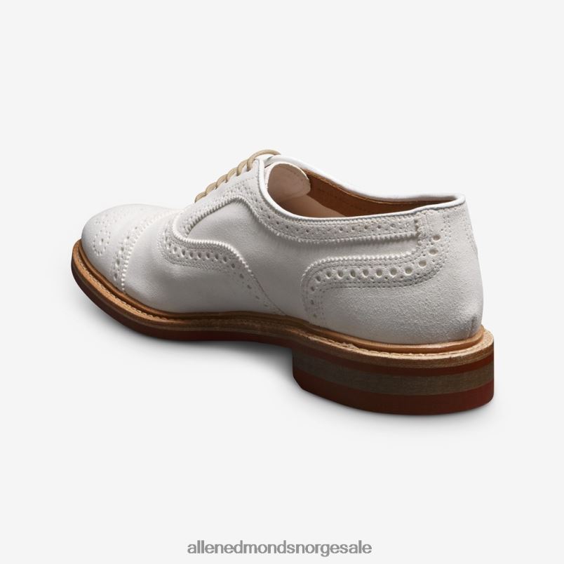 nei Allen Edmonds menn strandmok cap-toe oxford med dainite gummisåle hvit semsket skinn 64B6Z9