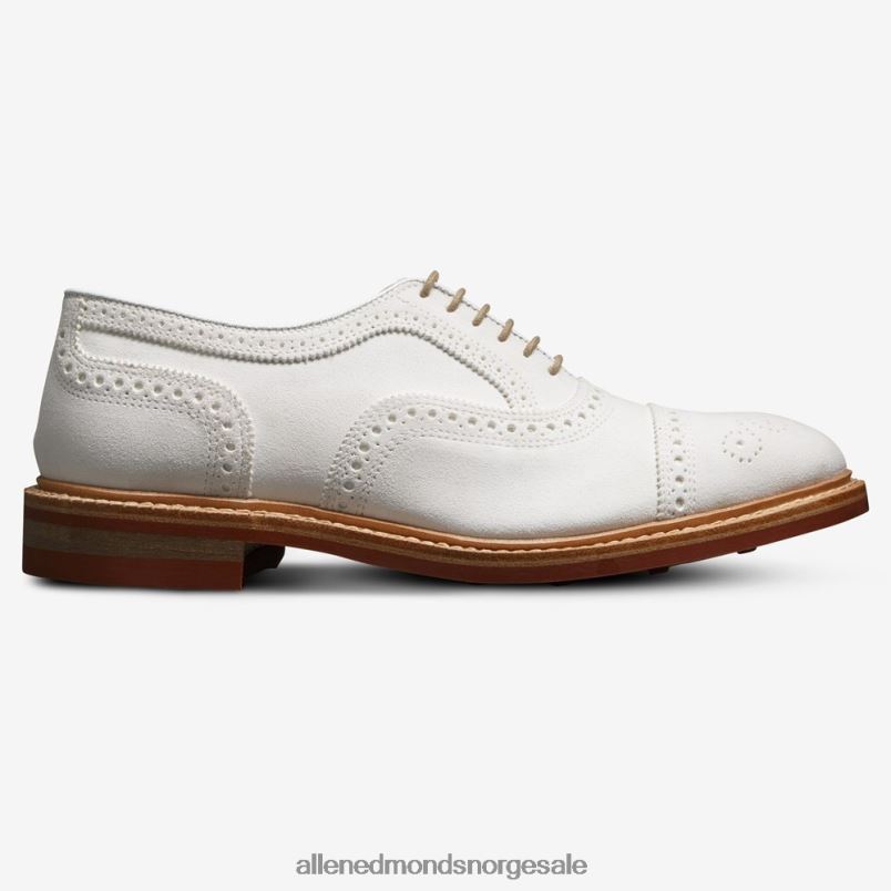 nei Allen Edmonds menn strandmok cap-toe oxford med dainite gummisåle hvit semsket skinn 64B6Z9