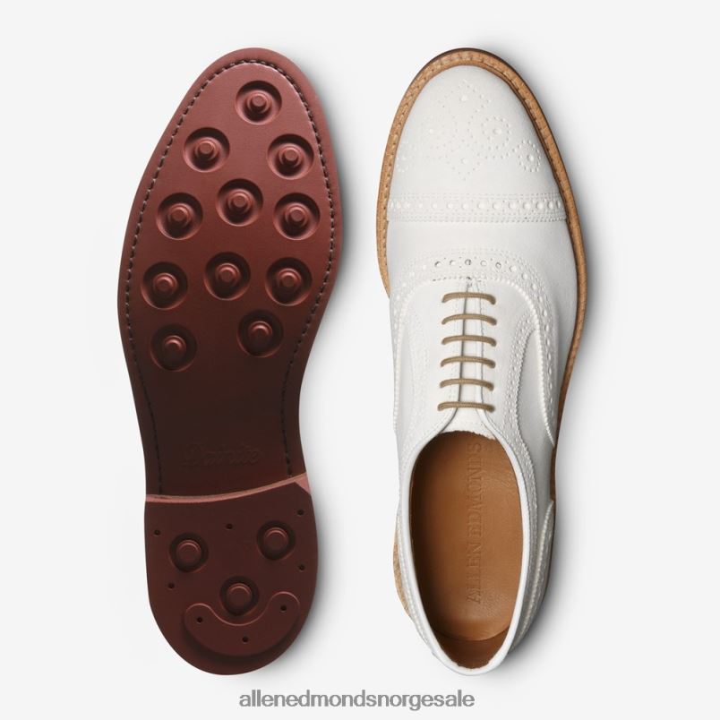 nei Allen Edmonds menn strandmok cap-toe oxford med dainite gummisåle hvit semsket skinn 64B6Z9