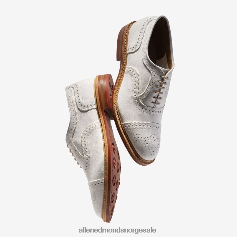 nei Allen Edmonds menn strandmok cap-toe oxford med dainite gummisåle hvit semsket skinn 64B6Z9