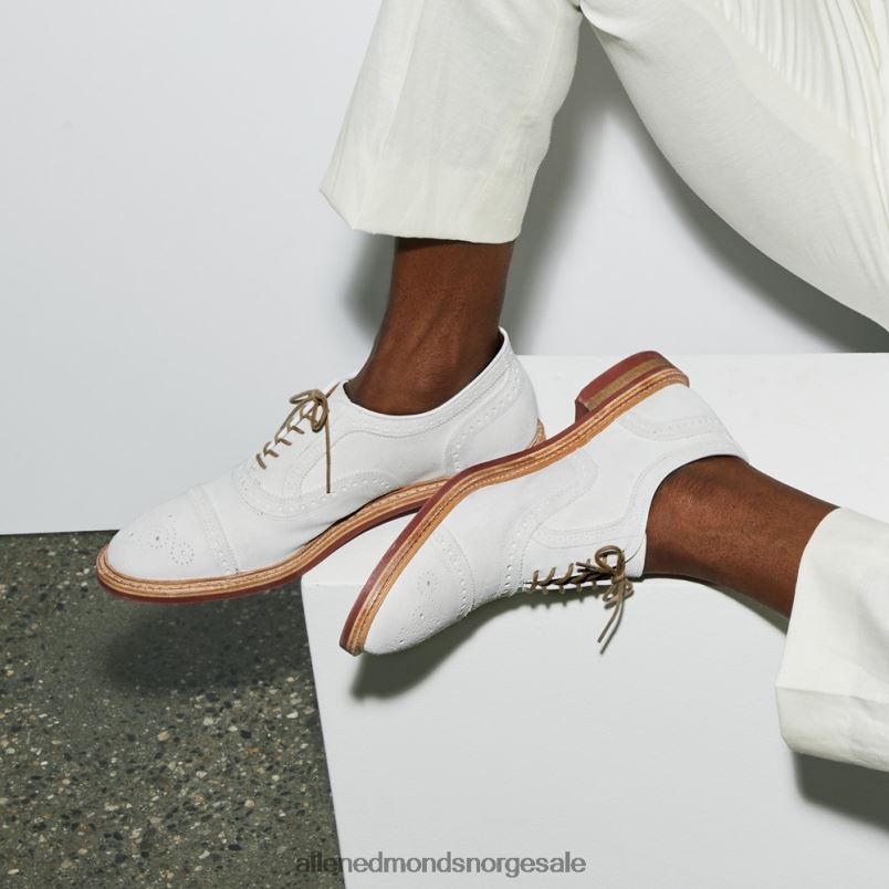 nei Allen Edmonds menn strandmok cap-toe oxford med dainite gummisåle hvit semsket skinn 64B6Z9