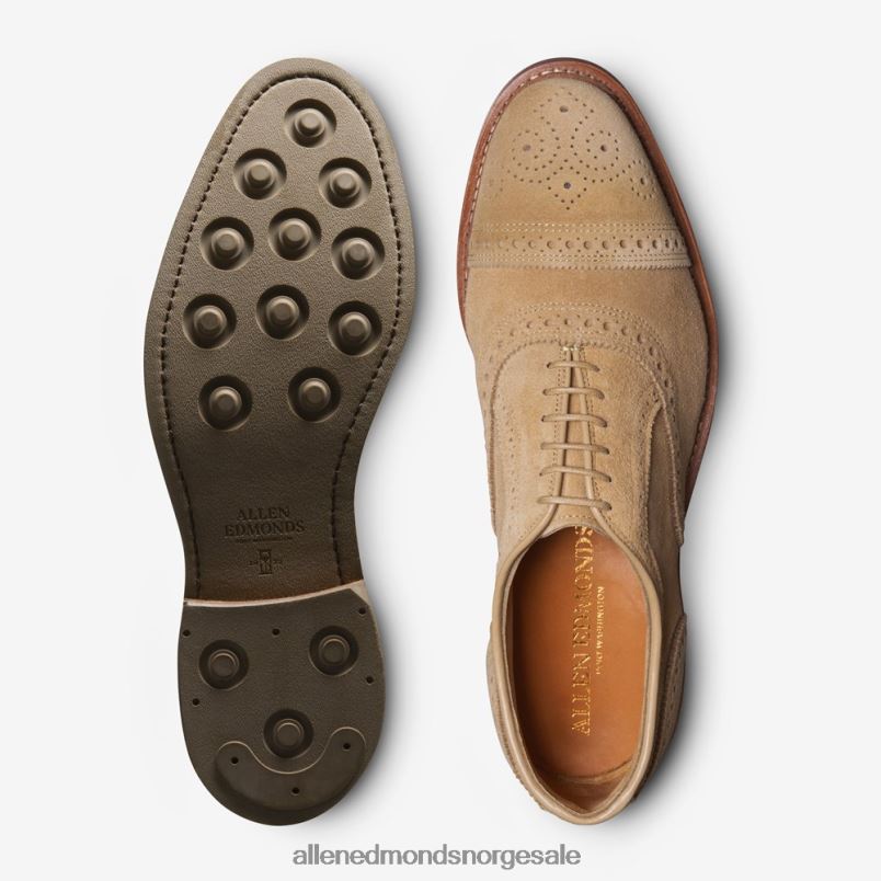 nei Allen Edmonds menn strandmok cap-toe oxford med dainite gummisåle kamel semsket skinn 64B6Z245