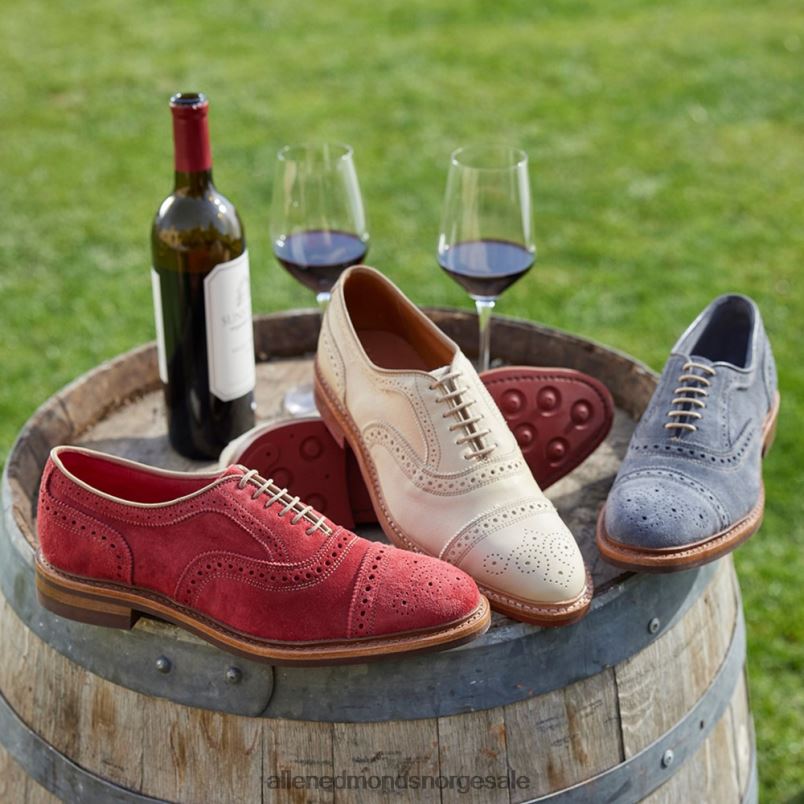 nei Allen Edmonds menn strandmok cap-toe oxford med dainite gummisåle karmosinrødt semsket skinn 64B6Z246