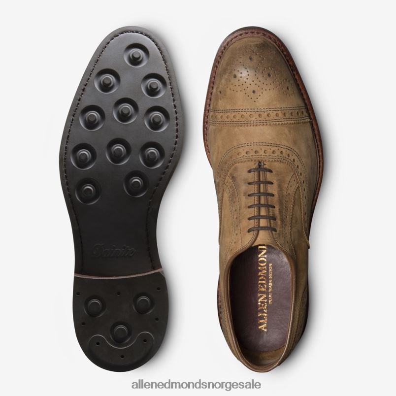 nei Allen Edmonds menn strandmok cap-toe oxford med dainite gummisåle tan nubuck 64B6Z244