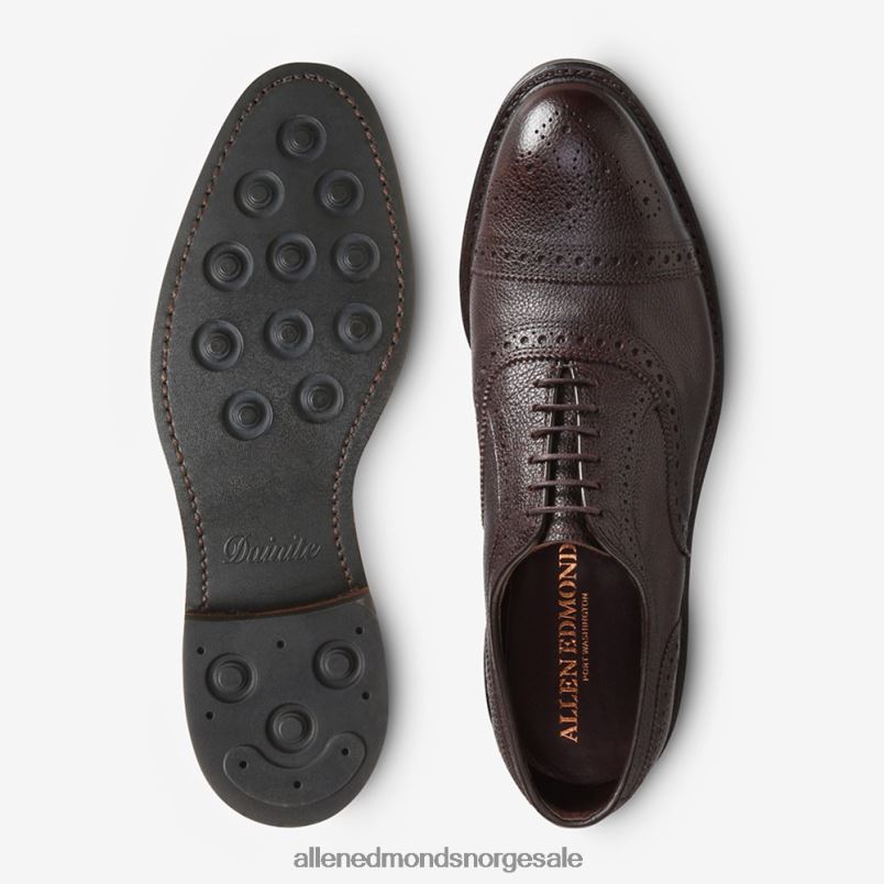 nei Allen Edmonds menn strandmok værbestandig oxford med dainite gummisåle brunt korn 64B6Z11