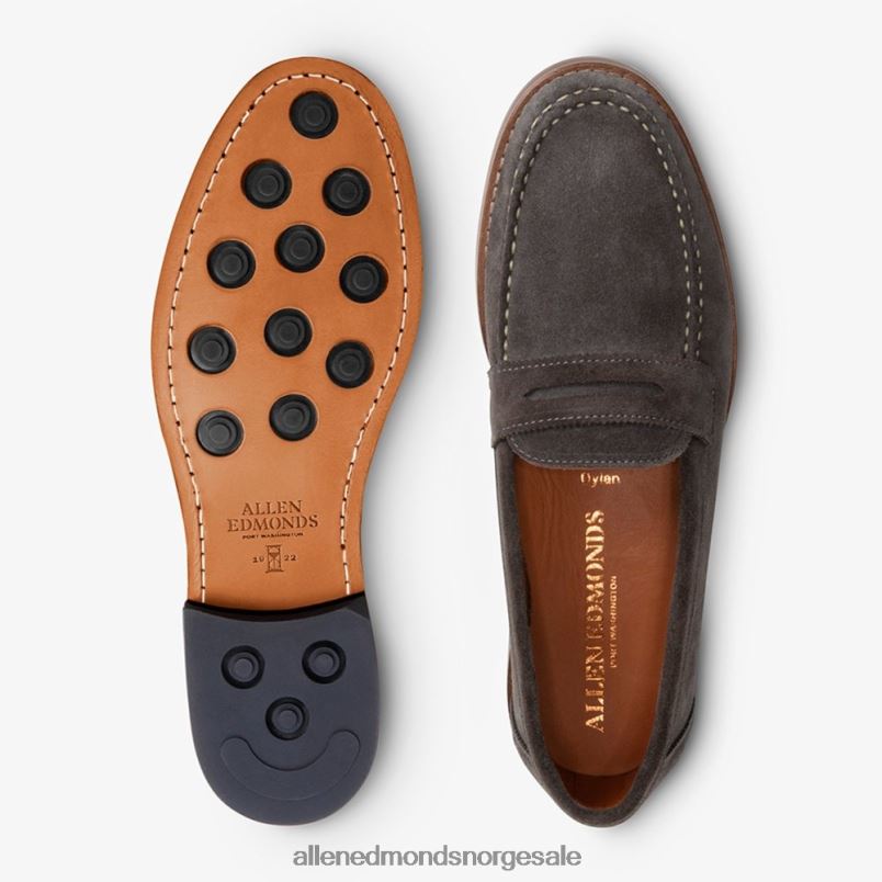 nei Allen Edmonds menn dylan penny loafer grå semsket skinn 64B6Z351