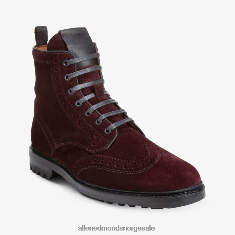 nei Allen Edmonds menn chapman værbestandig vingetippstøvel burgunder semsket skinn 64B6Z473