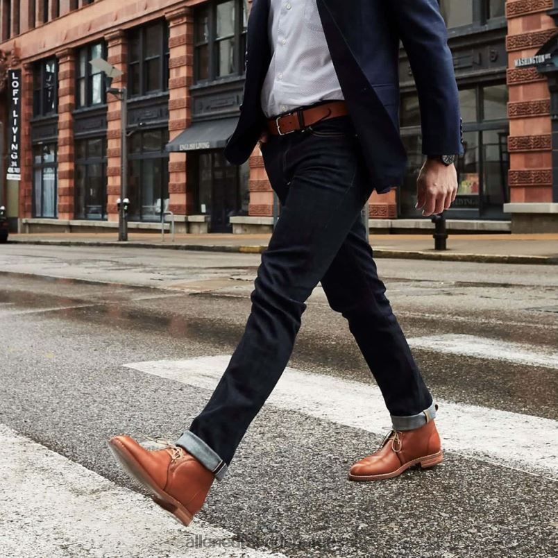nei Allen Edmonds unisex civilianaire walker jeans med slim-rett passform rå selvage blå 64B6Z160