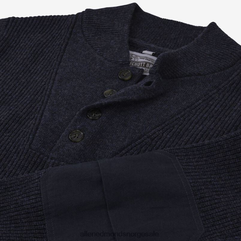 nei Allen Edmonds unisex schott n.y.c. militær henley genser marinen 64B6Z519