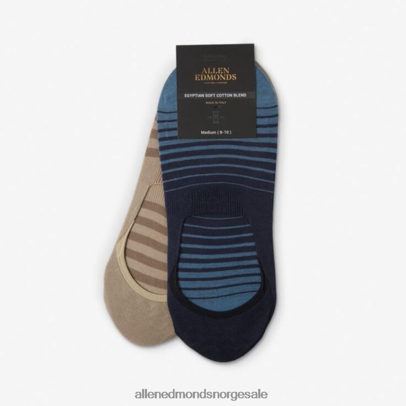 nei Allen Edmonds unisex no-show sokker 2 par pakke khaki/indigo 64B6Z185