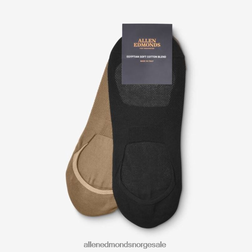 nei Allen Edmonds unisex no-show sokker 2 par pakke svart/khaki 64B6Z515